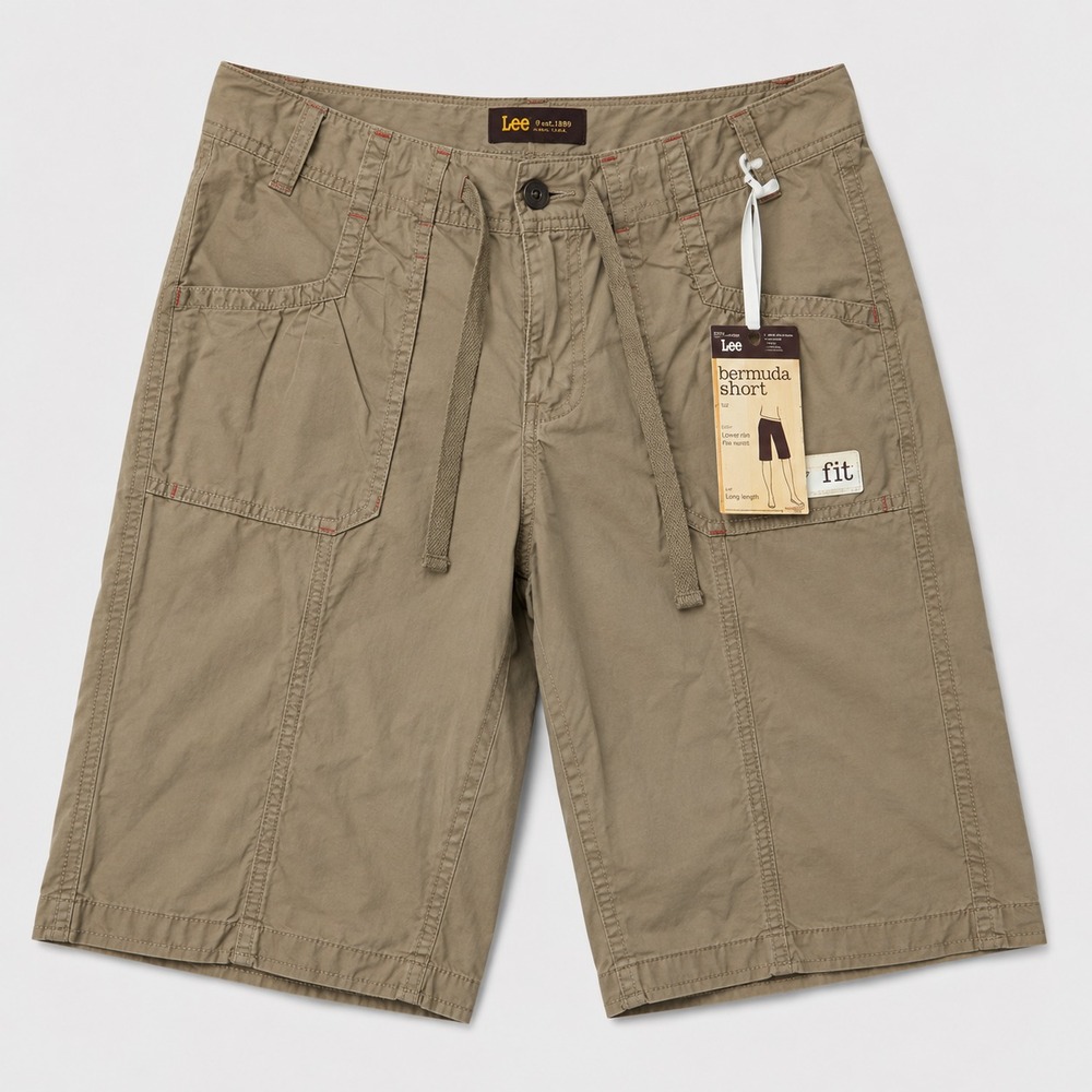 Lee One True Fit Bermuda Shorts Womens 7/8 M Khaki Cargo Long NWT